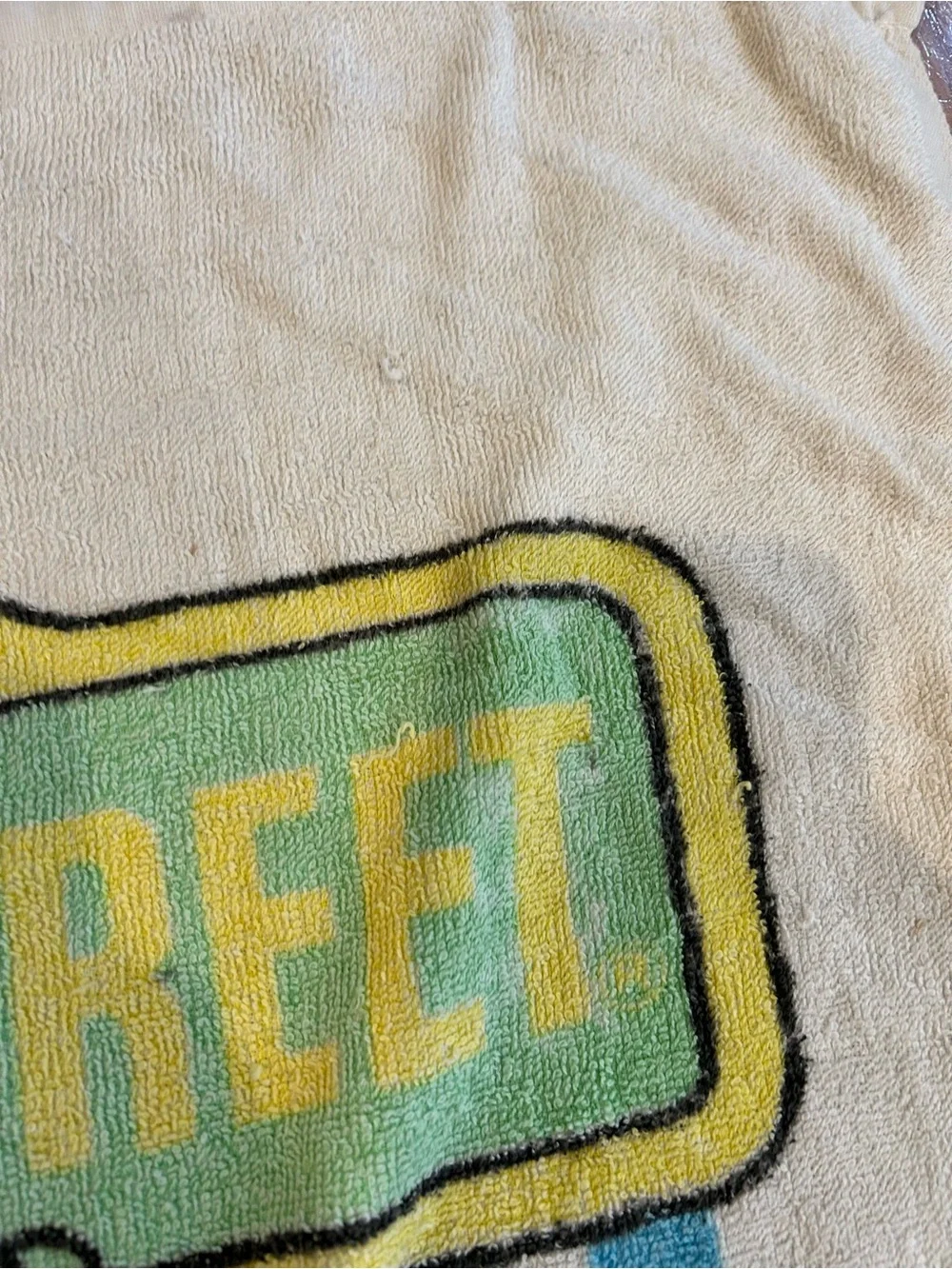 Vintage Sesame Street Beach Towel Big Bird Bert Ernie Franco Muppets Cotton